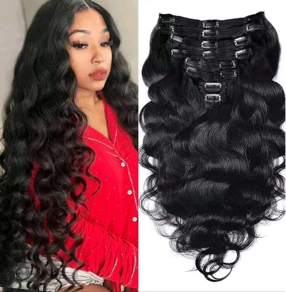 Black Wave Clip-In Extensions – 100% Human Hair