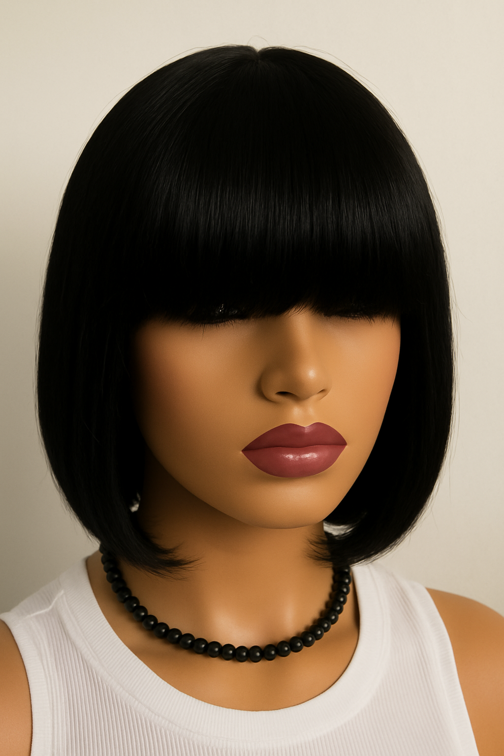 Elegant Short Bob Human Hair Wig – 20cm, 150% Density, with Bangs