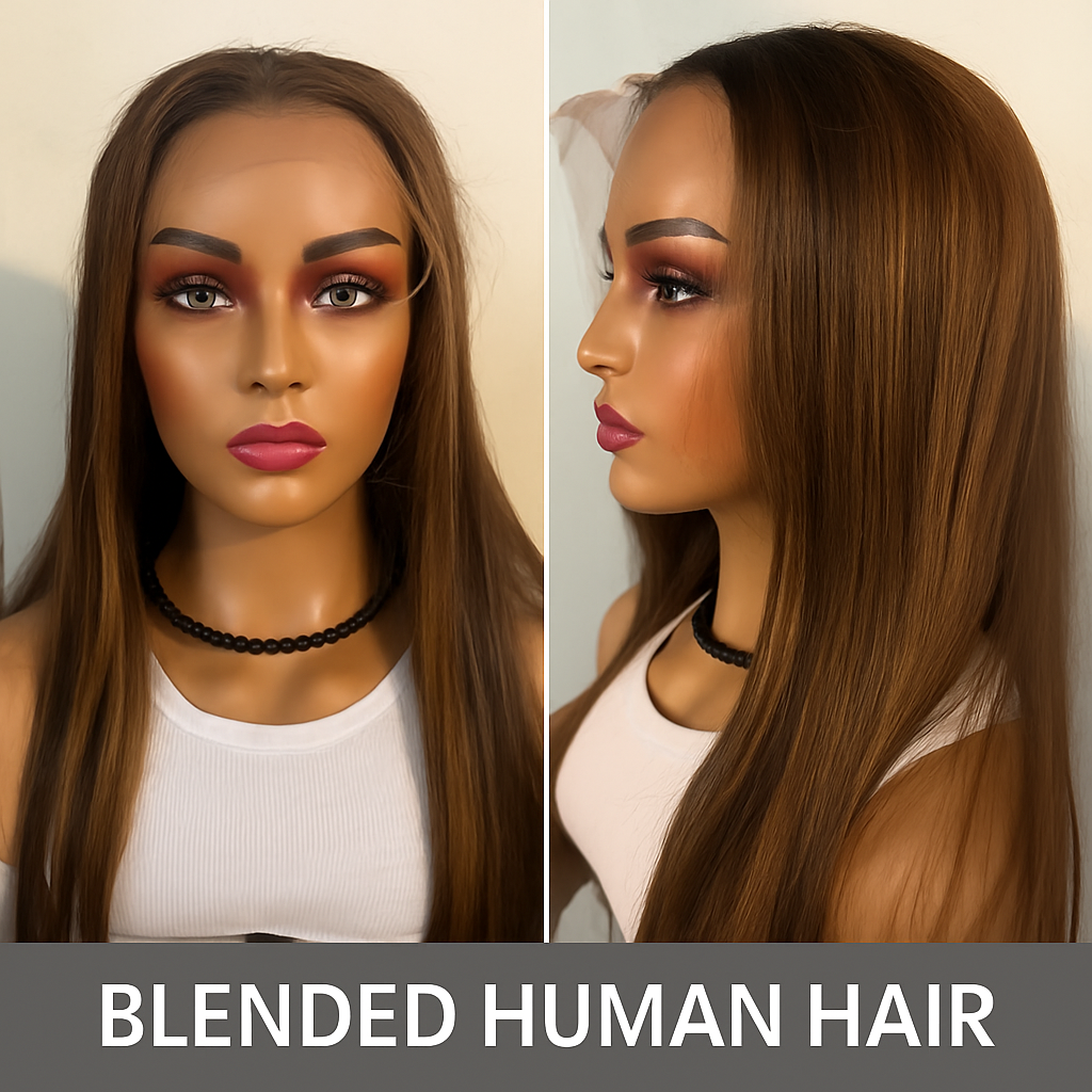 24” Blended Human Hair Wig – 200% Density, 13x4 HD Lace Closure