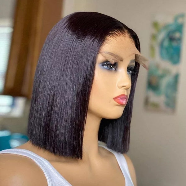 Human Hair Bob Lace Wig – 13×4 / 4×4, 150–180% Density, Natural Color (8–14")