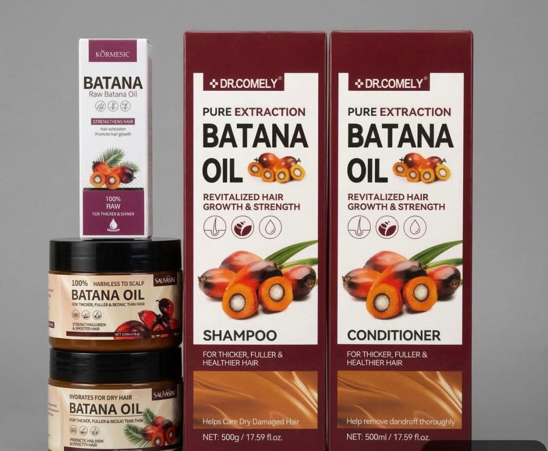 Batana Hair Growth Combo (5-Piece Set) – Shampoo, Conditioner, Hair Food & Raw Batana Oil