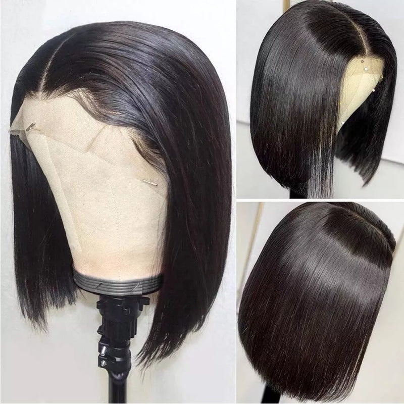 Human Hair Bob Lace Wig – 13×4 / 4×4, 150–180% Density, Natural Color (8–14")