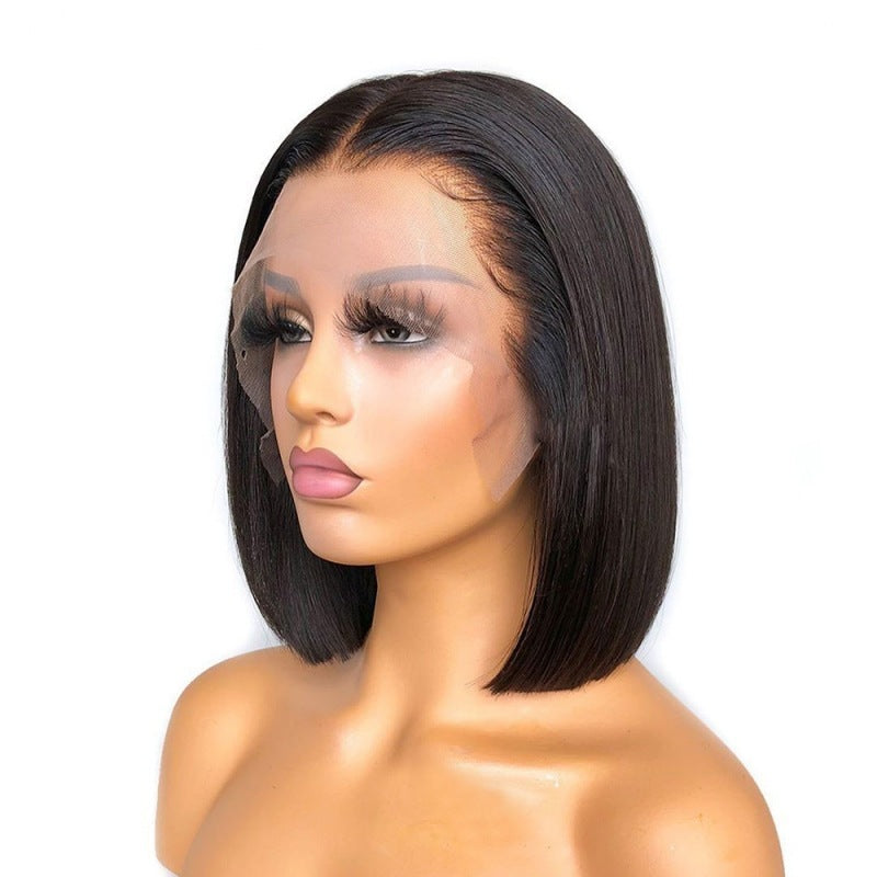 Human Hair Bob Lace Wig – 13×4 / 4×4, 150–180% Density, Natural Color (8–14")