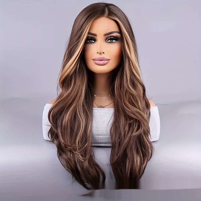 26-inchsh Dark Brown Exotic Silk Wig for Ladies | Heat-Friendly, Natural Look