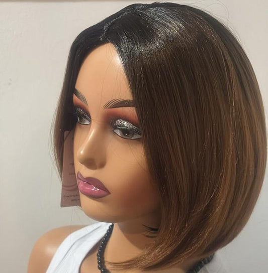 6-Inch Short Side Bob Wig – Straight Ginger Colour (Heat-Resistant Synthetic)
