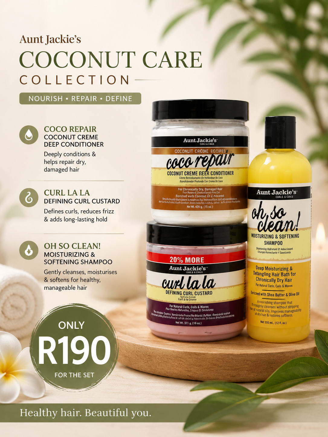 Aunt Jackie’s Natural Hair Combo (3-in-1) – Moisture, Repair & Curl Definition