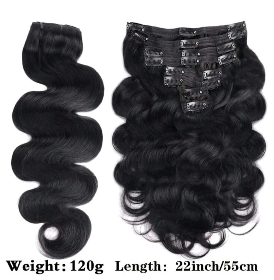 Black Wave Clip-In Extensions – 100% Human Hair
