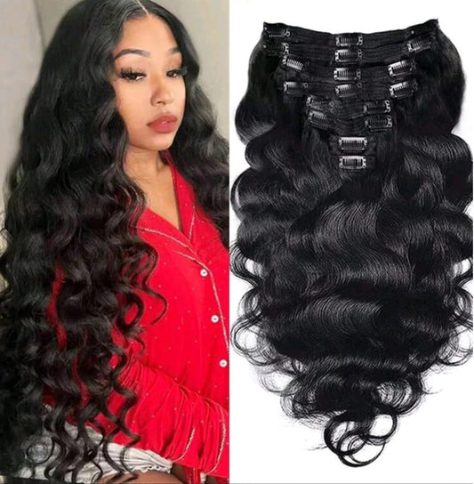 Black Wave Clip-In Extensions – 100% Human Hair