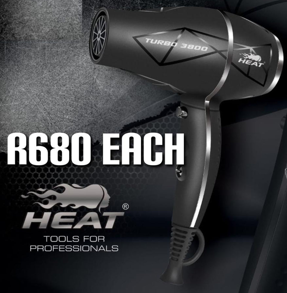 HEAT Turbo 3800 Super Compact Hair Dryer – Professional Power in a Compact Design