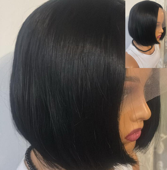 Human Hair Glueless Arkeisha Bob Wig – 13x4 Transparent Lace Front, 20cm