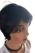 Short Glueless Human Hair Wig – Black (Natural Style)