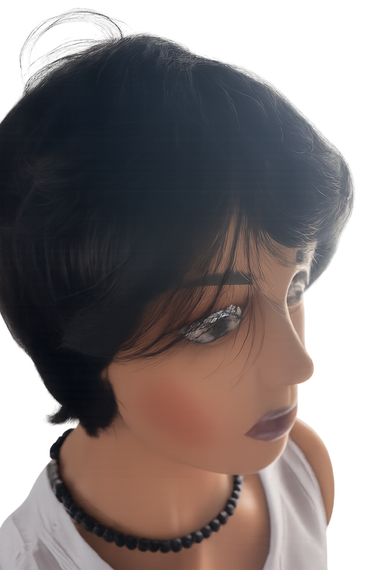 Short Glueless Human Hair Wig – Black (Natural Style)