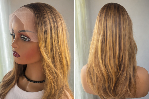 20 Inch Glueless Honey Blonde Blended Human Hair Wig – 200% Density (13×4 Lace)