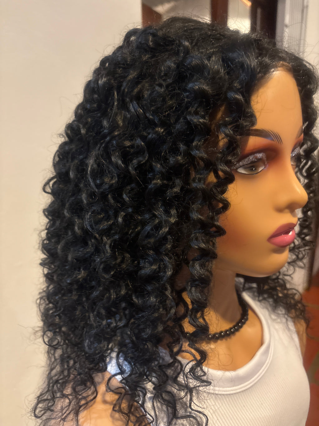 20 Inch HD Lace Frontal Human-Blended Curly Wig – 200% Density (4x4, Glueless)