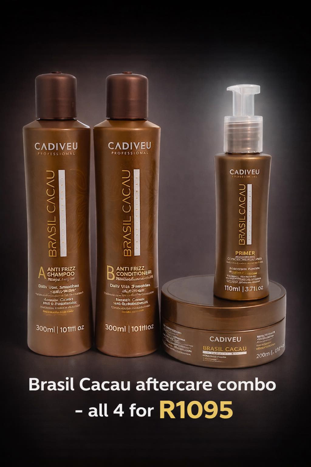 Cadiveu Brasil Cacau Aftercare Combo (Shampoo, Conditioner, Primer & Mask)