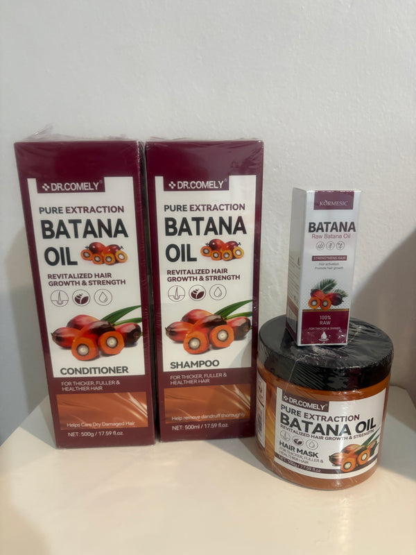 Dr Comely Batana Oil Hair Growth Combo – Shampoo, Conditioner, Mask & Oil (4-Step Set)