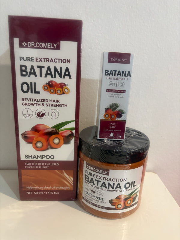 Dr. Comely Pure Extraction Batana Oil – Shampoo, Hair Mask & Boost Oil Set