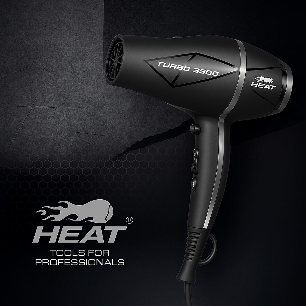 HEAT Turbo 3800 Super Compact Hair Dryer – Professional Power in a Compact Design