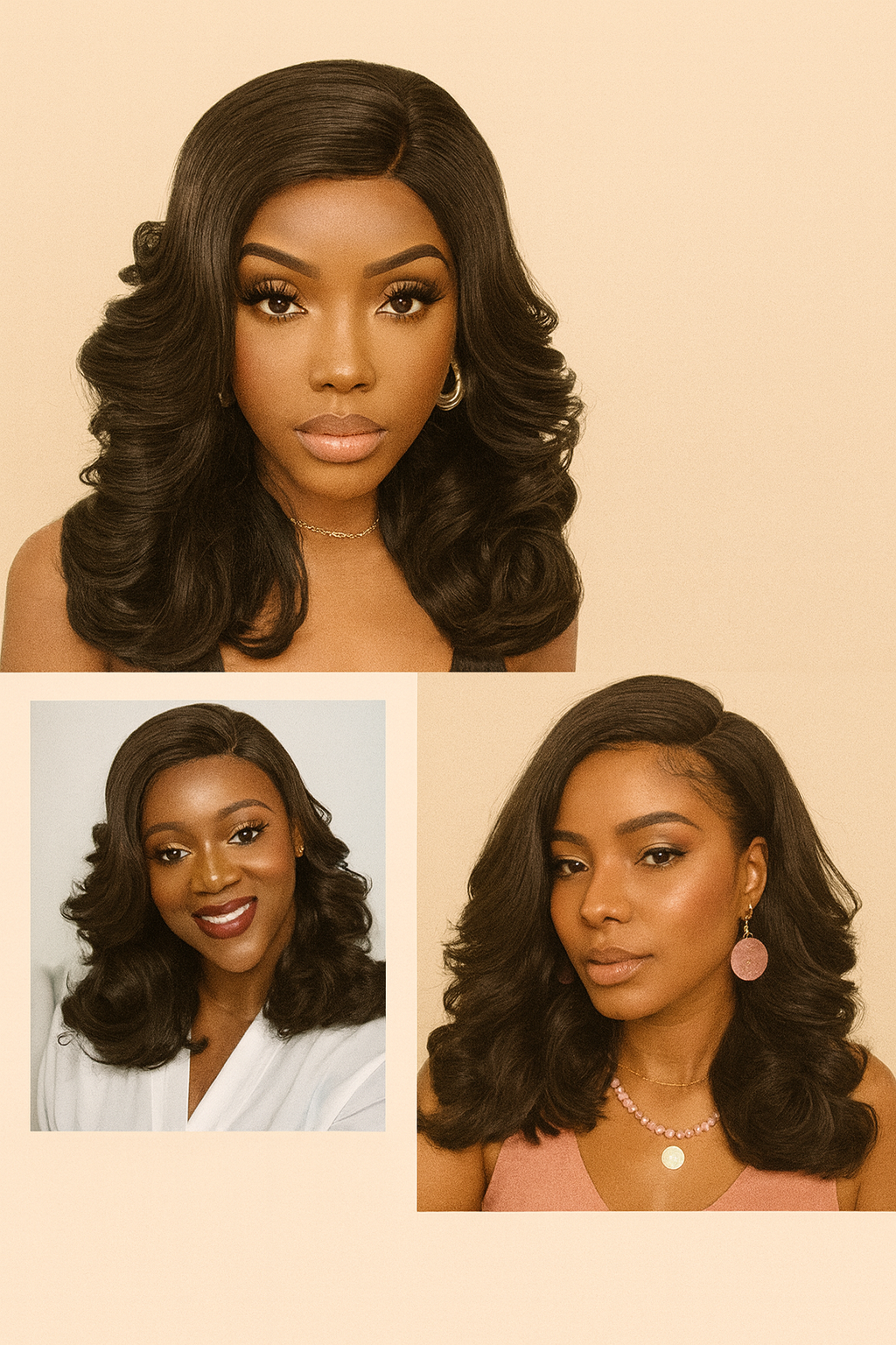 14-Inch Deep Middle Part Synthetic Lace Front Wavy Wig