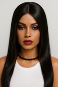 Natural Black Long Soft Synthetic Wig – 66cm (No Lace)
