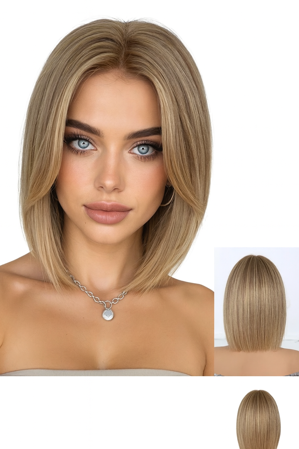 Light Blonde Synthetic Wig with Dark Roots – 12 Inch Middle Part | HairBeauty