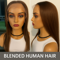 22 Glueless HD Frontal Wig – Brown Human Hair Blend, 200% Density, 13×4 Lace
