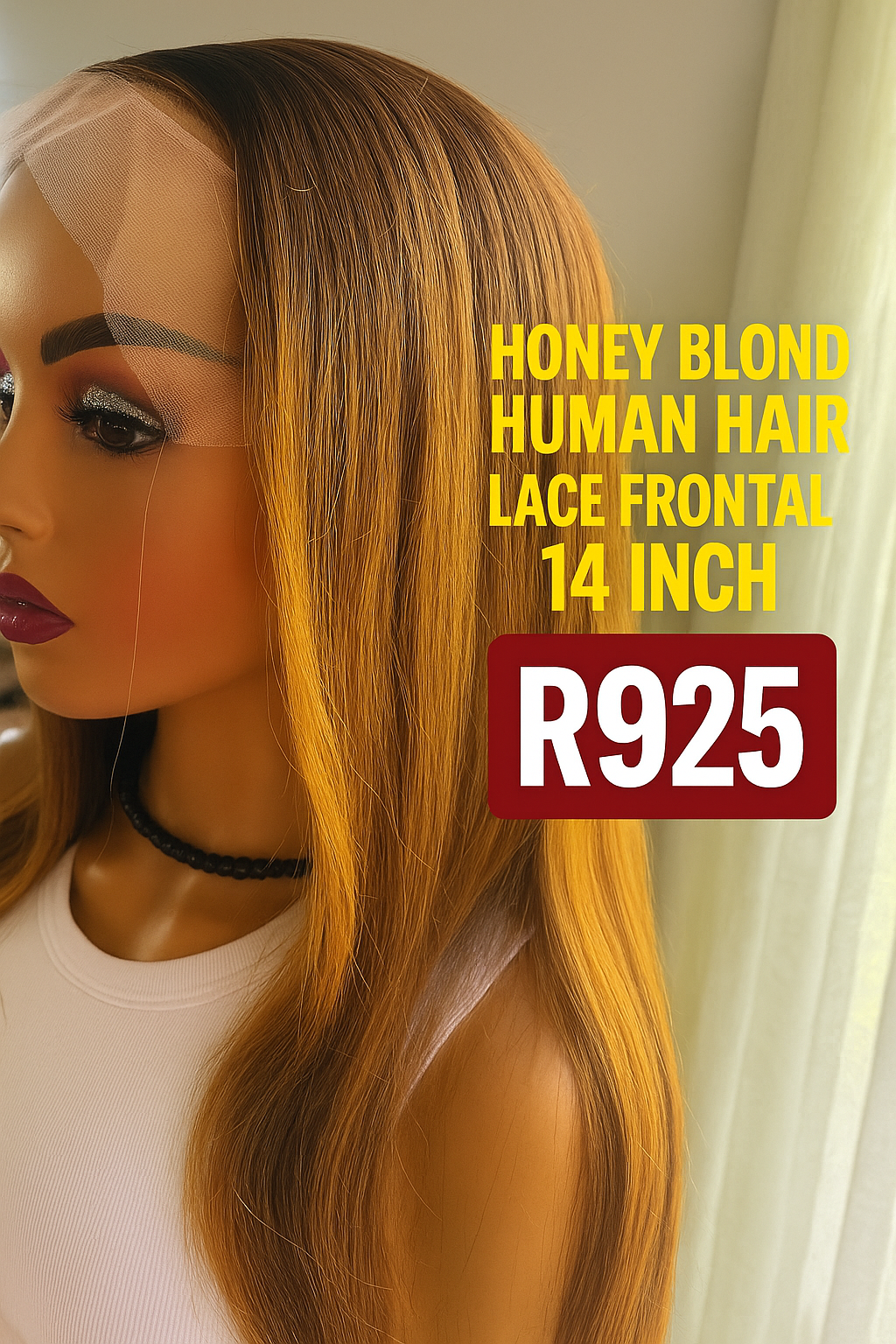 Honey Blonde Human Hair Lace Frontal – 14 Inch | 200% Density | 13x4 Glueless