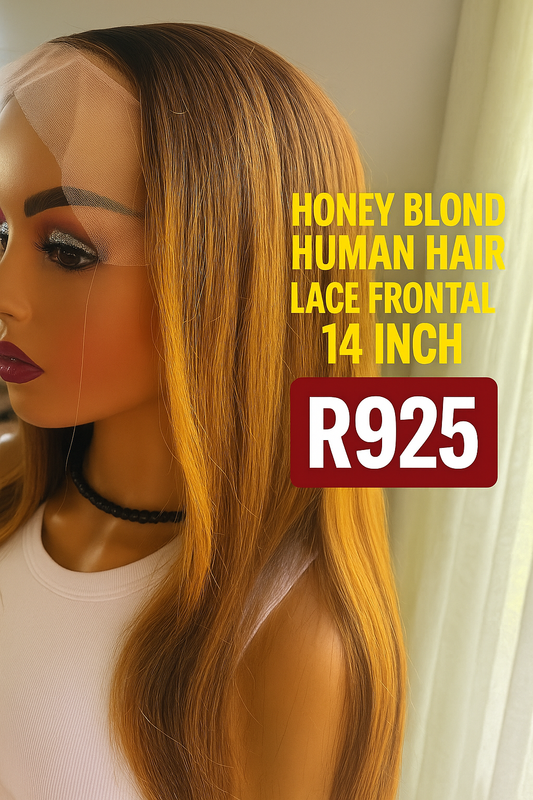 Honey Blonde Human Hair Lace Frontal – 14 Inch | 200% Density | 13x4 Glueless