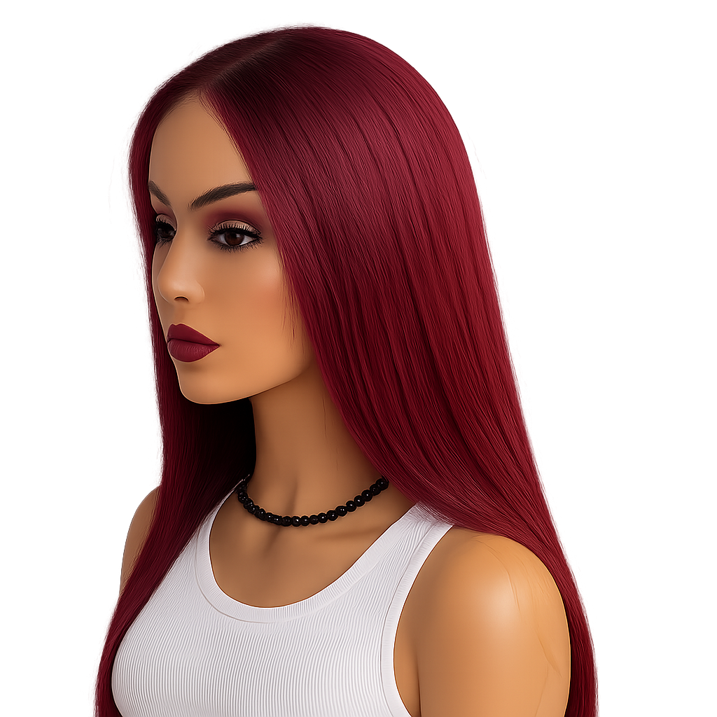 16 inch Burgundy Glueless Human Hair Lace Frontal 13x4 – 200% Density