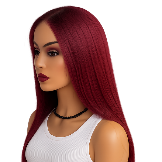 16 inch Burgundy Glueless Human Hair Lace Frontal 13x4 – 200% Density