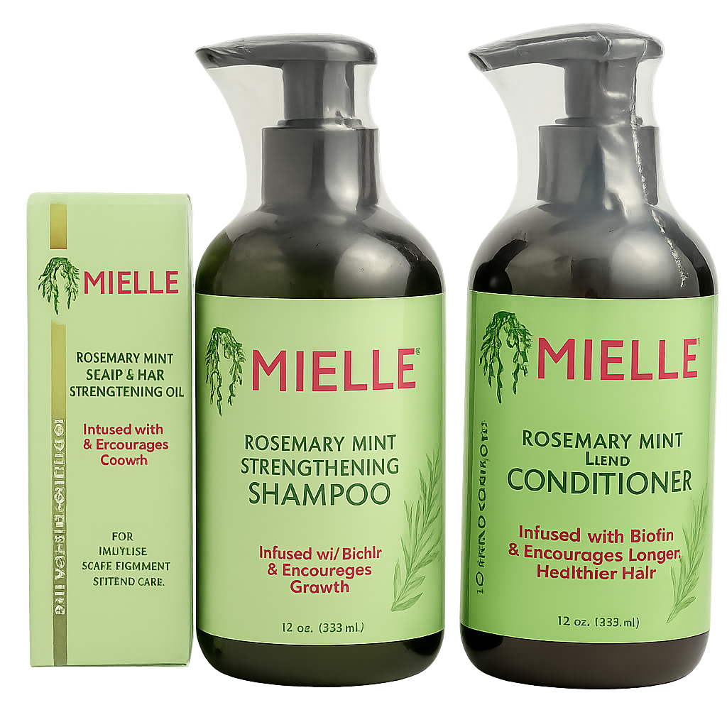 Mielle Rosemary Mint 3-Step Growth Combo – Shampoo, Conditioner & Oil