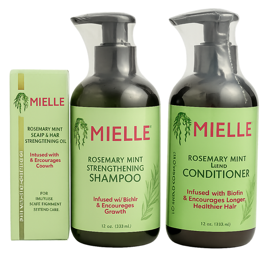 Mielle Rosemary Mint 3-Step Growth Combo – Shampoo, Conditioner & Oil