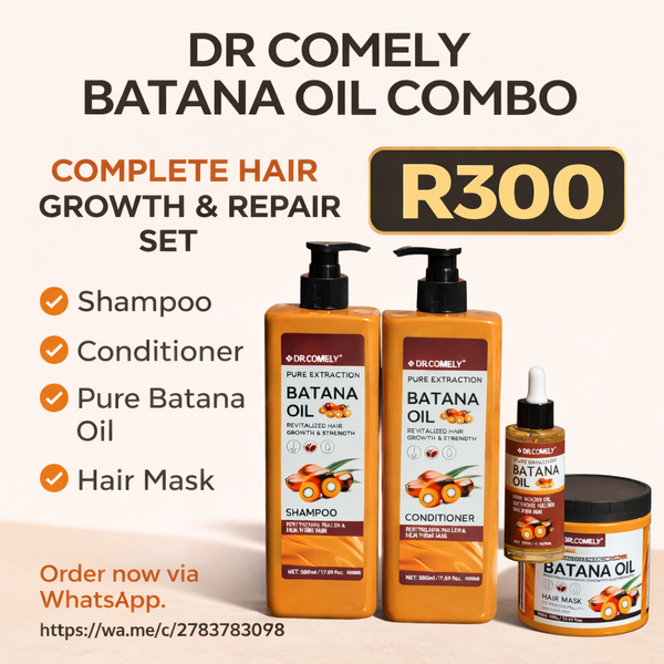 Dr Comely Batana Oil Hair Growth Combo – Shampoo, Conditioner, Mask & Oil (4-Step Set)