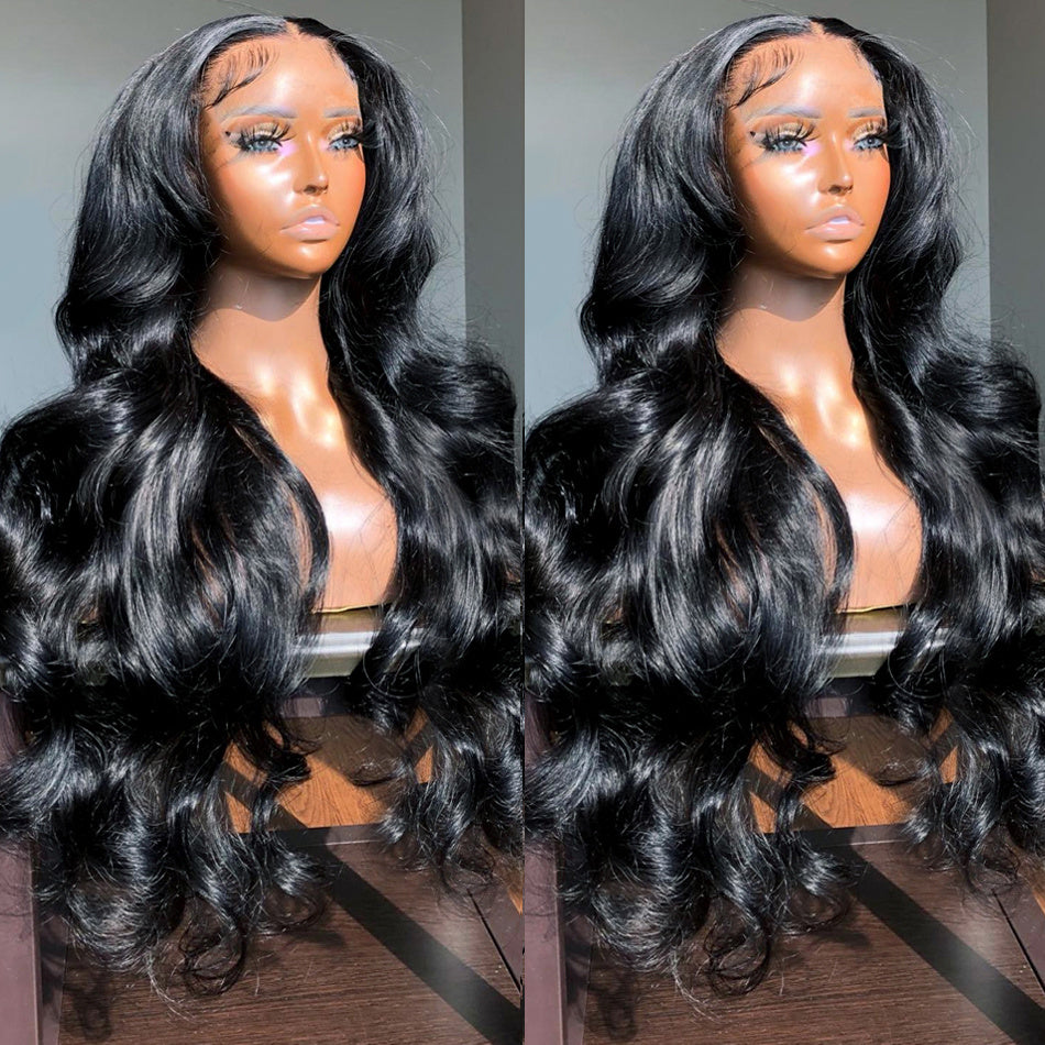 Brazilian Human Hair Lace Wig – Deep Parting, Natural Color (16"–36")