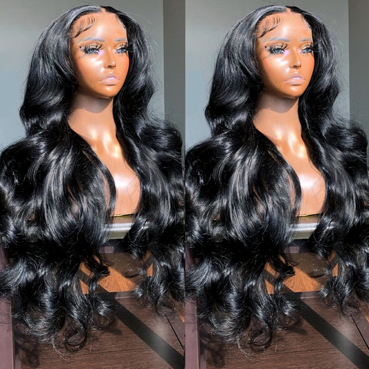 Brazilian Human Hair Lace Wig – Deep Parting, Natural Color (16"–36")