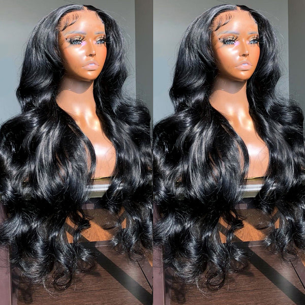 Brazilian Human Hair Lace Wig – Deep Parting, Natural Color (16"–36")
